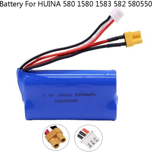 7.4V 2200mAh Lipo Battery XT30 plug For HUINA 580 1580 1583 RC toys Accessory 7.4 V 2S battery For 1580-005 Huina 580550 583 582