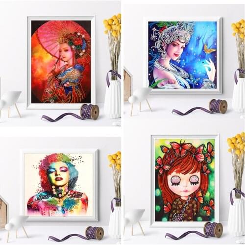 Special Shaped Drill Diamond Painting Beautiful Woman DIY Cross Stitch Art Craft Home Wall Painting Decor Art Gift Holiday Gift