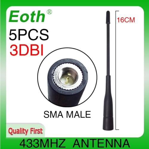 5pcs 433MHz Antenna 3dBi for Walkie talkie SMA Male Connector 433 MHz antenne 433m wireless communication directional antena
