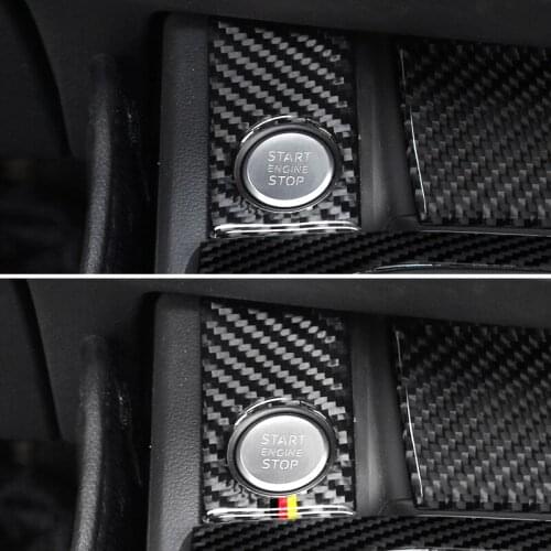 Car Carbon Fiber Interior Engine Start Stop Ring Panel Cover Sticker Trim For Audi A4 B9 A4L 2017 2018