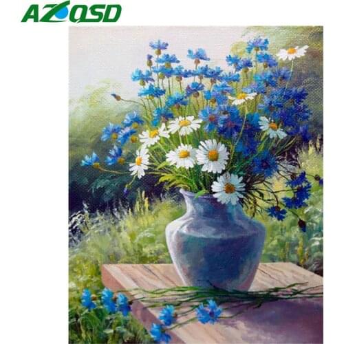 AZQSD DIY Diamond Embroidery Mosaic Floral Full Drill Diamond Painting Vase Cross Stitch Rhinestone Home Decor Handmade Gift