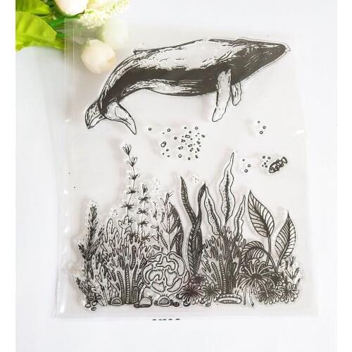 Big Whale and Seaweed Highly Transparent Clear Stamp/Seal for DIY Scrapbooking / Photo Album Decorative Silicone Stamps Sheets
