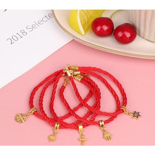 Jesus Religion Cross Pentagram Bracelet Handmade Red Cord Chain Pendant Bracelet