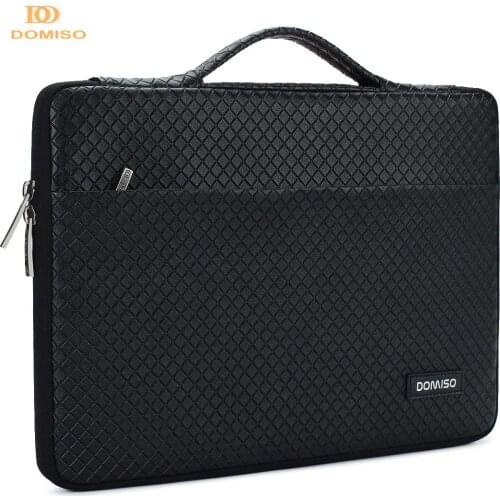 DOMISO 15.6 Inch Waterproof Laptop Sleeve with Handle Portable Carrying Case Silver Gray Bright Black for Apple HP Lenovo Dell