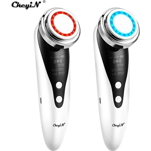 CkeyiN LED Facial Massager Face Cleaner With 5 Modes Blue and Red Light for Various Skin Types Photon Light Beauty Machine