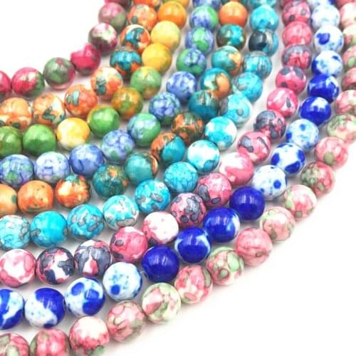 Handmade Jewelry Finding Round 8mm Rainbow Stone Spacer Riverstone Loose Beads for DIY Necklace Bracelet Accessories 15inch A157