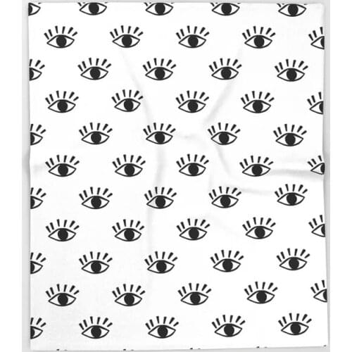 Eye Eyelashes Blanket Mandala Design Graphic Black and White Eye Fleece Blankets and Throw Blanket Sofa Fleece Blanket 150X200