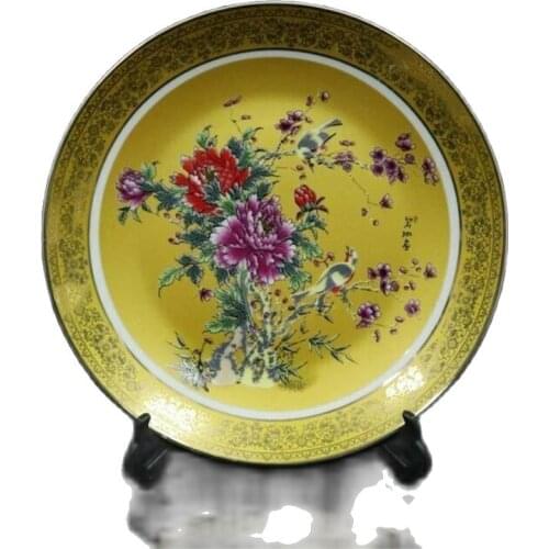 China Old porcelain Pastel flower and bird pattern gold side plates