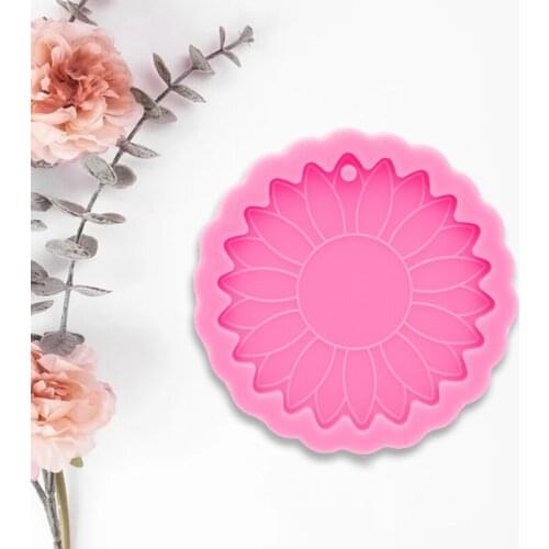 Keyring Casting Silicone Mould Super Glossy Sun Flower Keychain Epoxy Resin Mold H58C