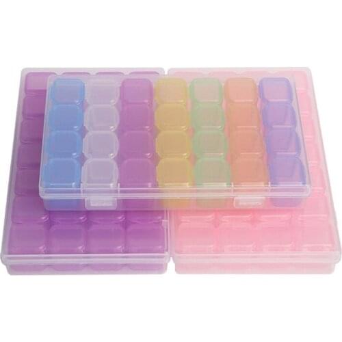 28 Slots Nail Art Jewelry Storage Box Powder Case Empty Nail Art Tips Clear Plastic Container Transparent Display Tools