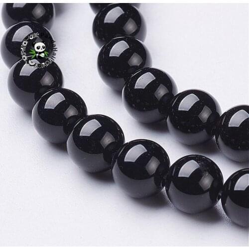 PANDAHALL 10Strands 4mm/6mm/8mm/10mm Natural Black Round Beads For Jewelry Making Strands Grade A Dyed Hole: 0.8-1mm about 15.5"