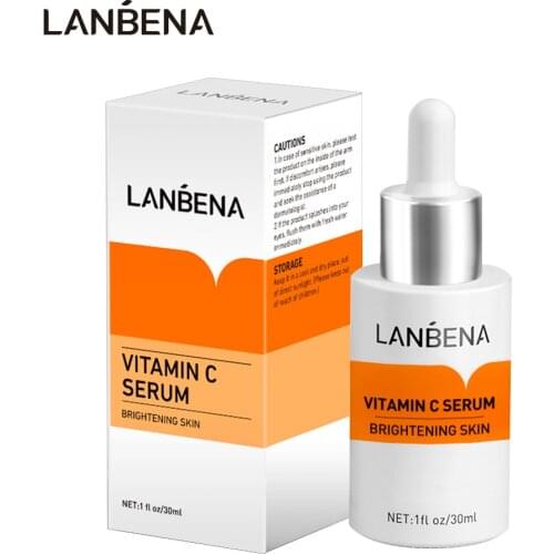 LANBENA Vitamin C Serum Brightening Skin Whitening Fade Dark Spot Smooth Fine Lines Rejuvenating Anti-Aging Face Essence 30ML