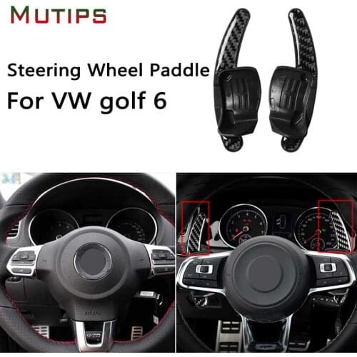 Mutips Car Steering Wheel Shift Paddles Shifter Trim Carbon Fiber Cover For VW volkswagen golf 6 gti R MK6 08-12 scirocco 08-16