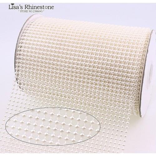 0.5 Yard Cotton Fishing Line Artificial Ivory White Multi Rows Lace Flatback Pearl Beads Chain DIY Garland Wedding Decoration