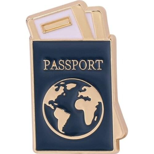 Cartoon Global Map Passport Enamel Lapel Pins Brooches Cute Map Passport Badge Pins Clothes Backpack Brooch Pins Jewelry Gifts