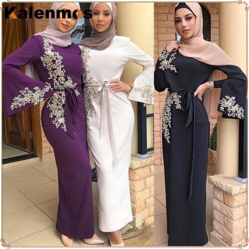 Muslim Abaya Dress Women Turkish India Ribbon Lace-up Ethnic Maxi Long Vestidos Gown Dubai Islamic Party Moroccan Kaftan Femme