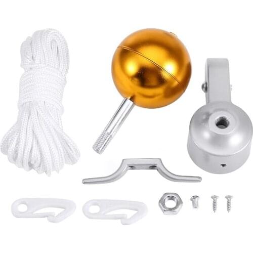 1Set Flag Pole Parts Set Nylon Braided Rope Flagpole Accessories Repair Kit Pulley Gold Ball Cleat Clip Decor 2Inch
