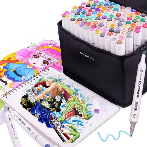 TOUCHNEW 12/60/80/108/168 Markers Set Manga Drawing Pen Alcohol Based Sketch Felt-Tip Twin Brush Sketching Markers art supplies