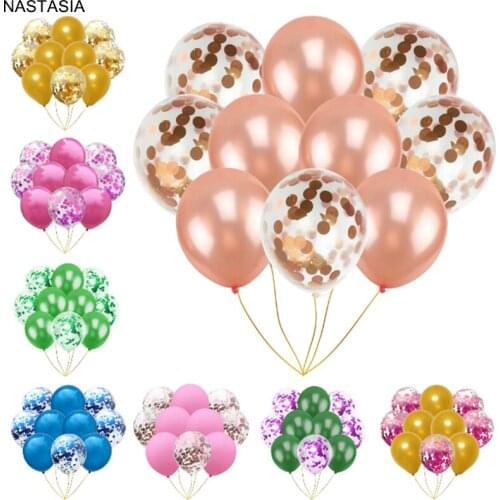 NASTASIA 10pcs/lot Solid color sequin latex balloons decoration birthday 12 inch baby shower girl team bride