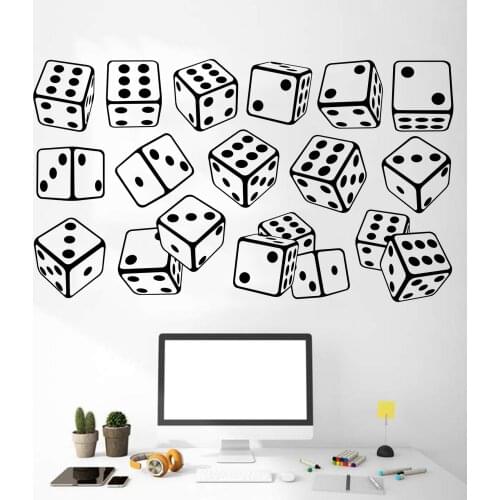 Game dice wall decals dice wall stickers casino chess room decoration decals home living room bedroom wall decoration YX18