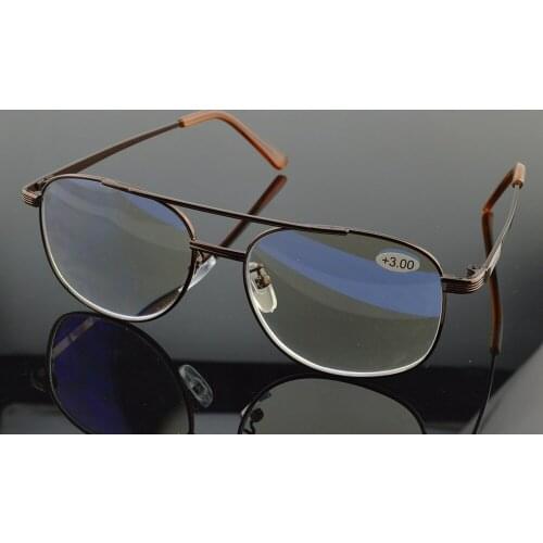 Double Bridge Polit Brown Frame Retro Men Women Progressive Multifocus Reading Glasses Add 75 100 125 150 175 200 to 400