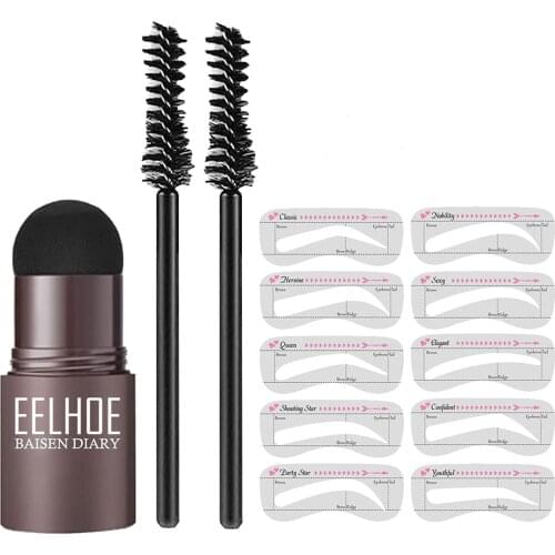 One Step Eyebrow Stamp Shaping Kit Professional Eye Brow Stamp Makeup Kit with Eyebrow Stencils Eyebrow Brushes