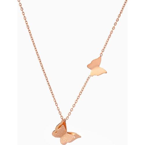 Stainless Steel Necklace for Women Butterfly Pendant Chain Choker Jewelry