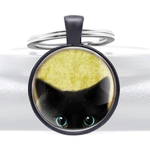 Cute Black Cat Glass Cabochon High Quality Pendant Necklace Men Women Jewelry Accessories Gifts