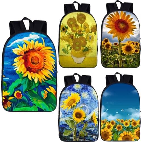 Van Gogh Sunflowers Backpacks Teenage School Bags Kids Bagpack starry night sunflower School Backpack man women travel bags
