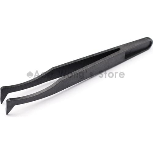 Portable Black Straight Bend Anti-static Plastic Tweezer Heat Resistant Repair Tool 93306