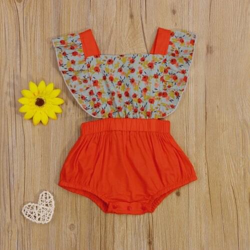 Lovely Floral Romper For Newborn Baby Girls Ruffles Backless Jumpsuits Summer Toddler Infant Cotton Linen Soft Outwear Clothes