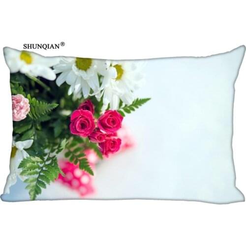 Flower Printed Rectangular Silk Pillowcase Two Sides Custom your image Gift 35x45cm,30x60cm,40x60cm,45x75cm,50x75cm