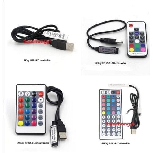 3key 17 24 44 Key USB Remote Controller For 5V 5050 RGB LED Strip Light TV Back