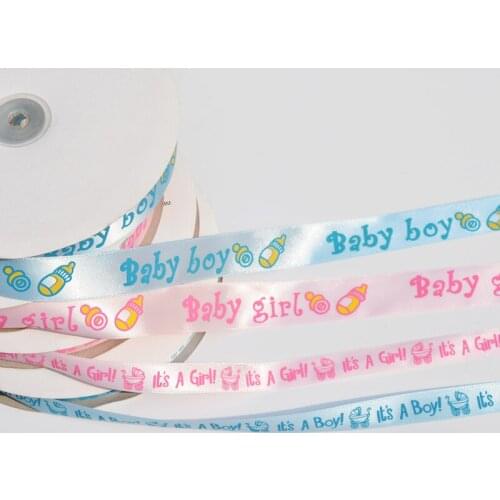 100Y Its A Boy And Its A Girl Satin Ribbon Baby Shower Hamper Christening Baby Boy Girl Printed Grosgrain Ribbon For Child Gifts