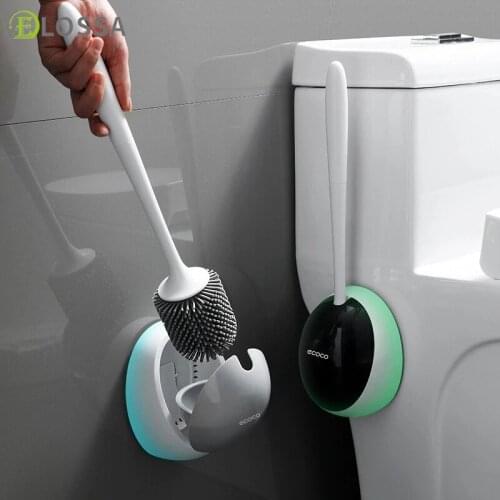 ELOSSA TPR Silicone Brush No Dead Corners Toilet Brush Holders Cleaning Tools Toilet Wall-Mounted Home Bathroom Accessories Set