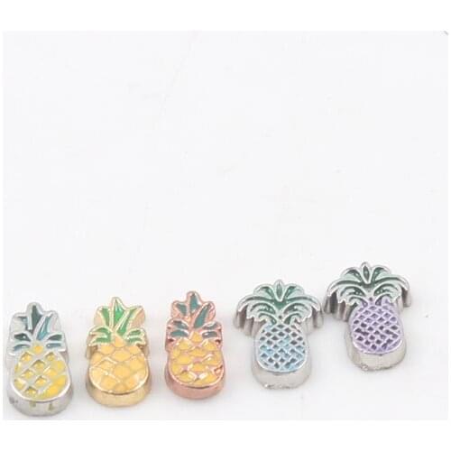 MIX Watermelon Pineapple Cherry Designs Alloy Floating Charm for Floating Memory Living Locket 10pcs/lot Dropshipping