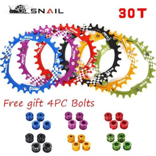 SNAIL 104BCD 30T Bicycle Chainring Narrow Wide MTB Single Speed Bicycle Chainwheel Colored Bike with Bolts for Sram