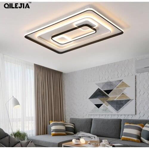 Modern Black And White LED Chandelier Lights For Living Room Bedroom Indoor Decorative Lamps Dimmable Lighting Fixture AC90-260V