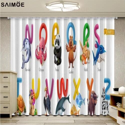 Cartoon Zebra Animal Printed Blackout Curtains For Children Room Cortina Ultra-thin Micro Shading Curtain For Kids Room