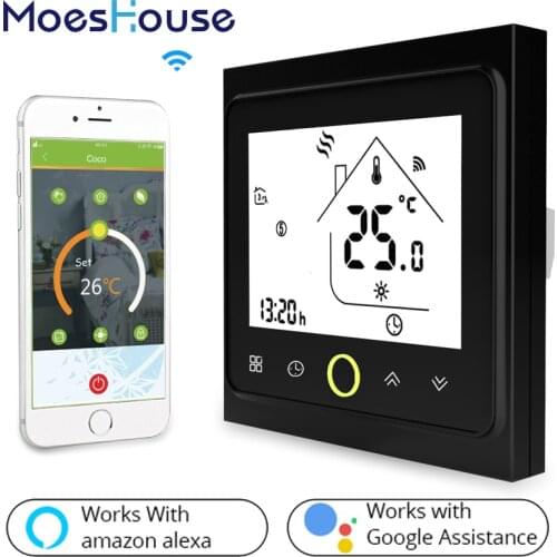 WiFi Thermostat Temperature Controller LCD Touch Screen Backlight for Electric Heating Works with Alexa Google Home 16A