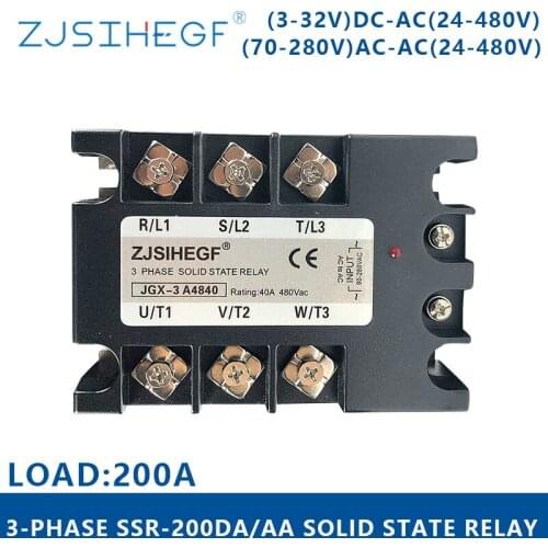 3phase SSR 200DA/AA 3-32VDC/70-280VAC Three phase solid state relay Load 200A for automation controller