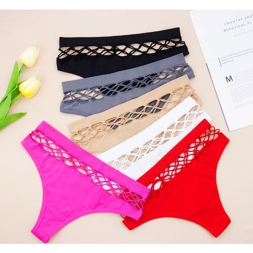 1 Piece Lot Sexy Women Underwear Wholesale Lots Bulk Lingerie Feminina One Size Briefs for Ladies Solid Color Hollow Out Panties