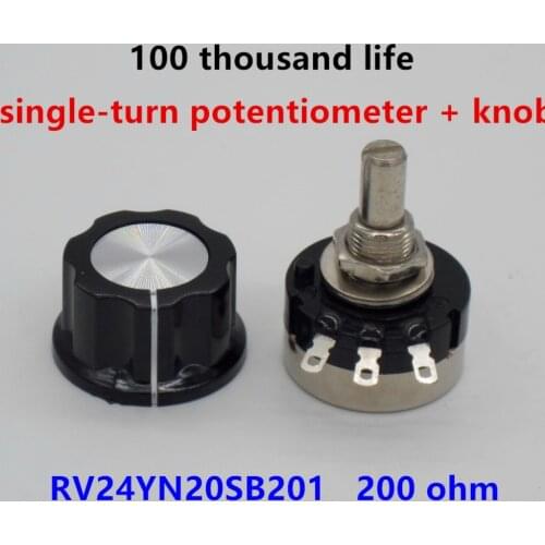 2pcs RV24YN20S B201 200 ohm Carbon film potentiometer single-turn potentiometer + 2pcs A03 knob