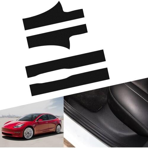4PCS Door Sill Protective Sticker For Tesla Model 3 2018 2019 2017 Car Carbon Fiber Threshold Stickers Auto Accessories