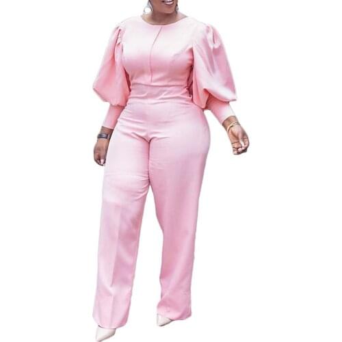 2021 Polyester Jumpsuit for Women Spring and Autumn African Women Short Sleeve Long Jumpsuit African Clothes Women