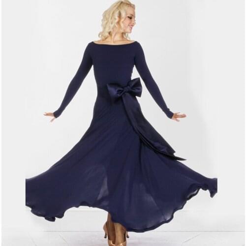 2018 Women big pendulum standard Ballroom Dance Dress elegant black purple Modern Dance/square Dance/tanggo Costumes