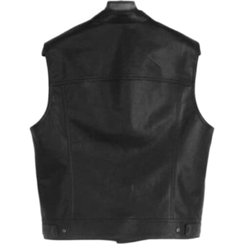 Pu Male Streetwear Leather Jacket Hot Sale Vest Mens Sleeveless Punk Pocket Loose Fit Black Brand Motorcycle Waistcoat Coats