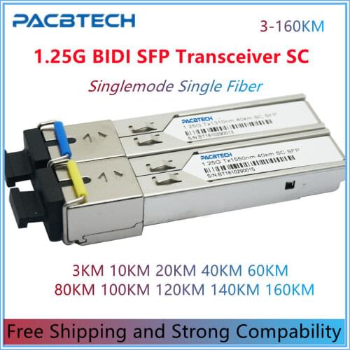 1.25G SFP Single Fiber 3km to 160km Bidi SC Compatible SFP Fiber Optic Transceiver Pair