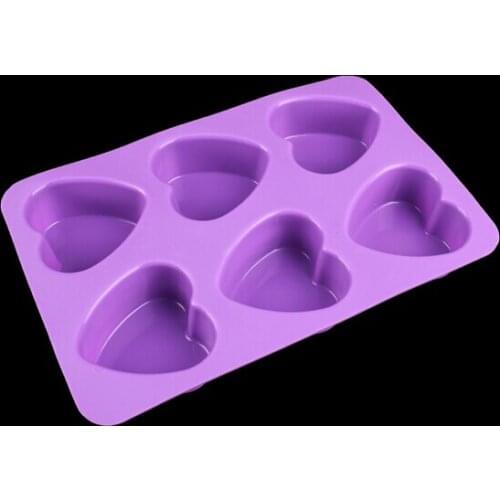 1PC DIY handmade cake molds 6 lattices love heart shape silicone soap mould silicone cake molds JK 0898