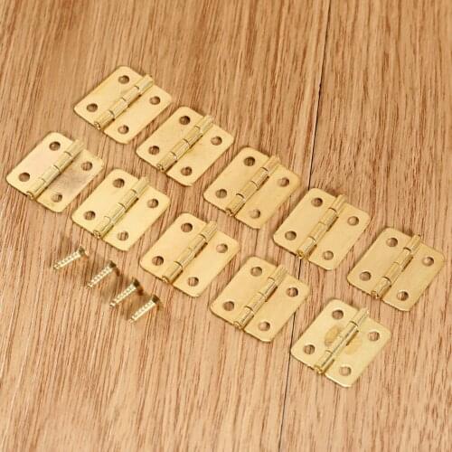 10Pcs 18*16mm Gold Mini Decorative Hinge Jewellery Cigar Trinket Wine Gift Wooden Box Cabinet Hinge Furniture Hinges with Screws